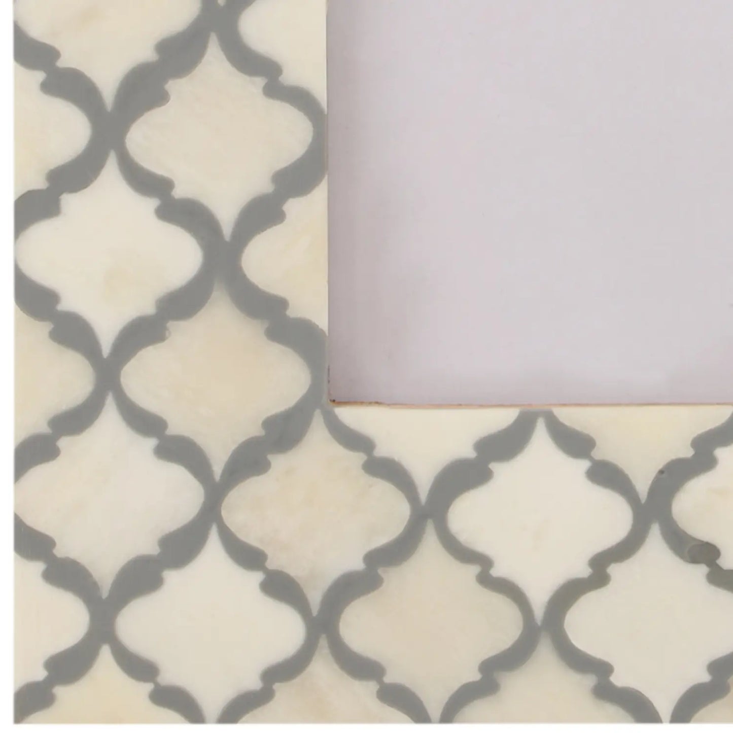 Picture Frames Moroccan Pattern Bone & Resin Inlay Collection in 2 Sizes, White & Grey