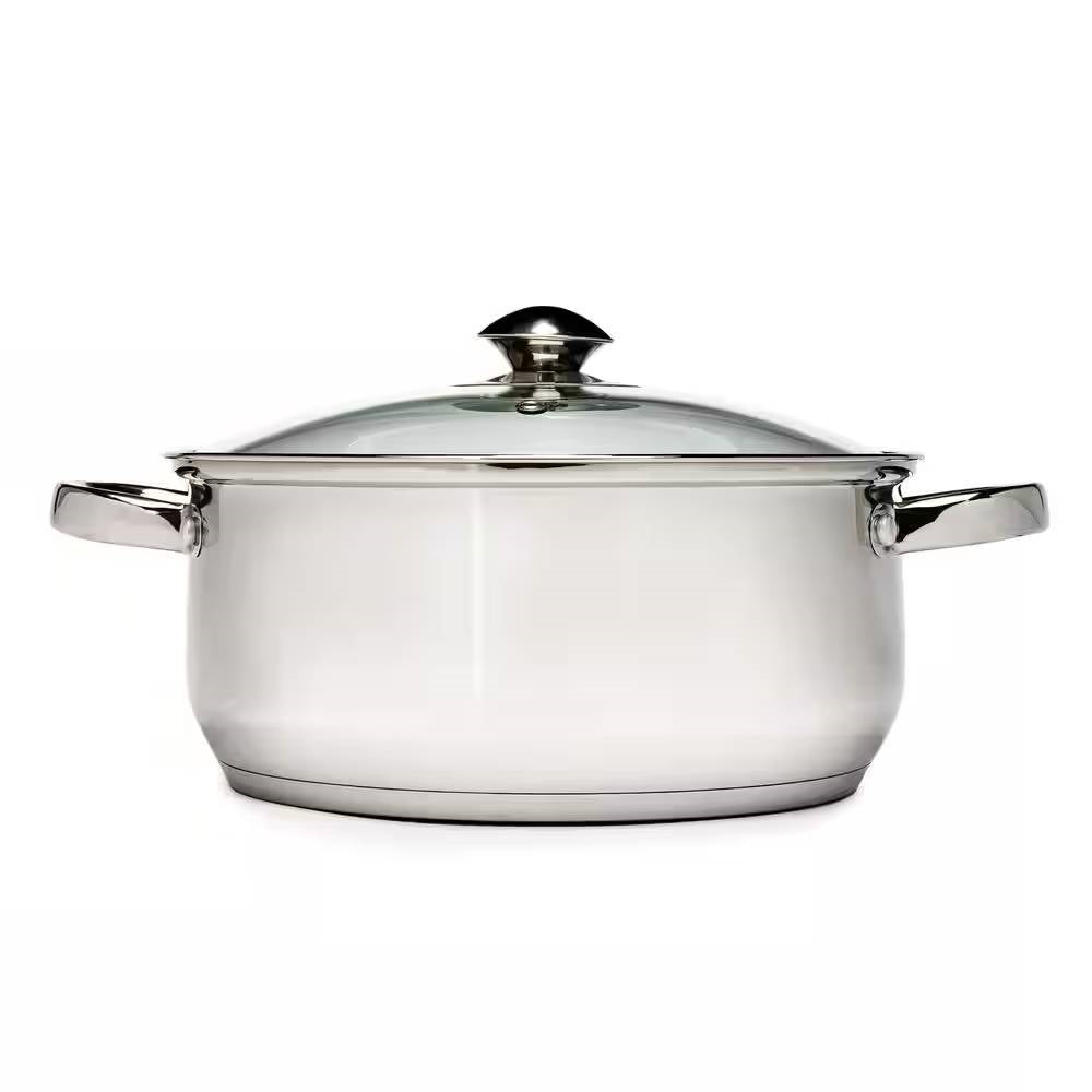 Round 5-Quart Stainless Steel Dutch Oven with Glass Lid