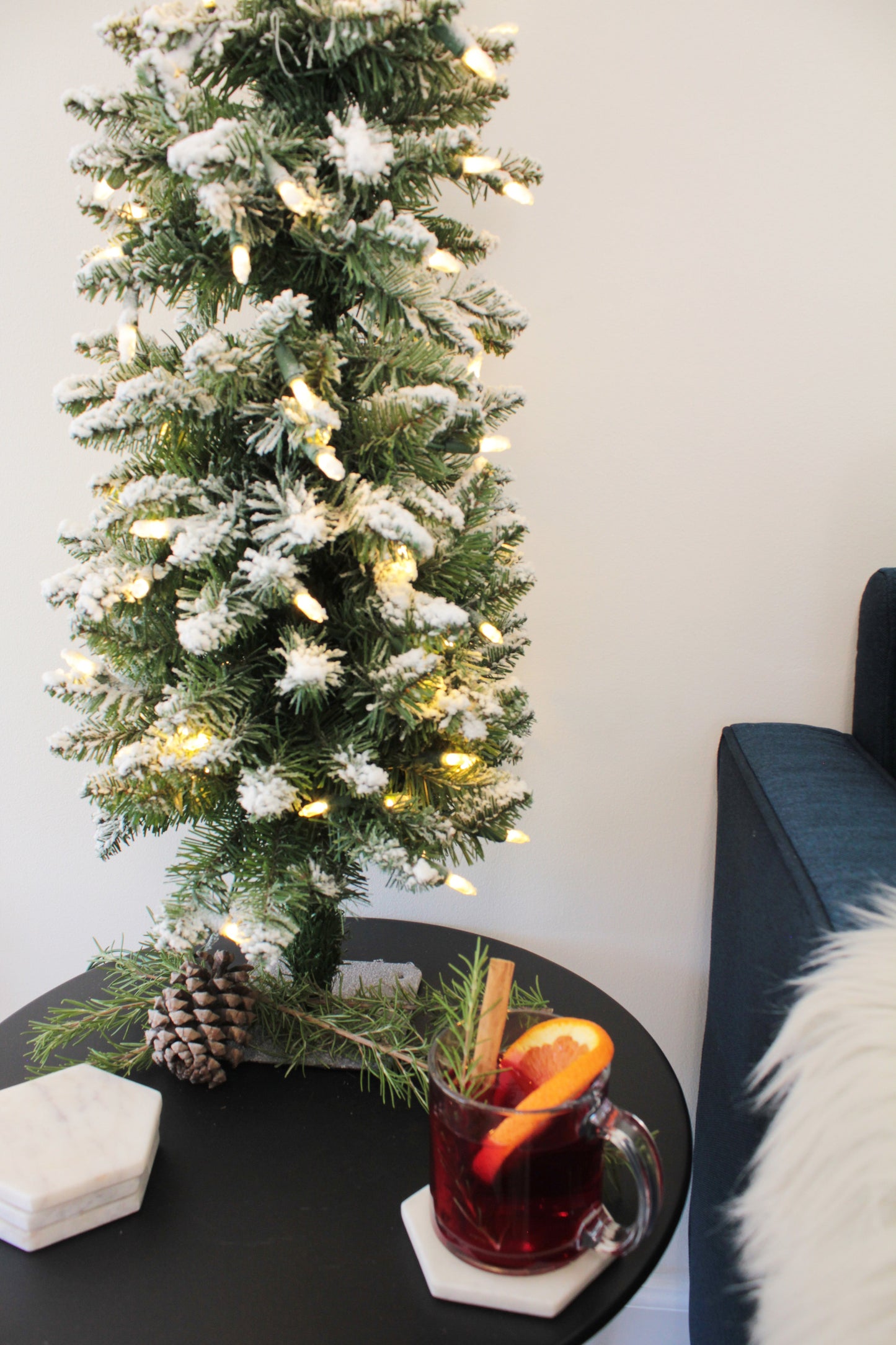 Prelit Flocked Pencil Tree