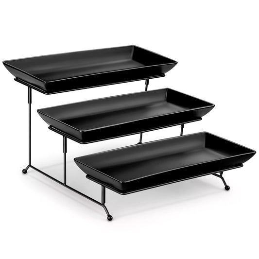 3 Tier Black Server With Plates