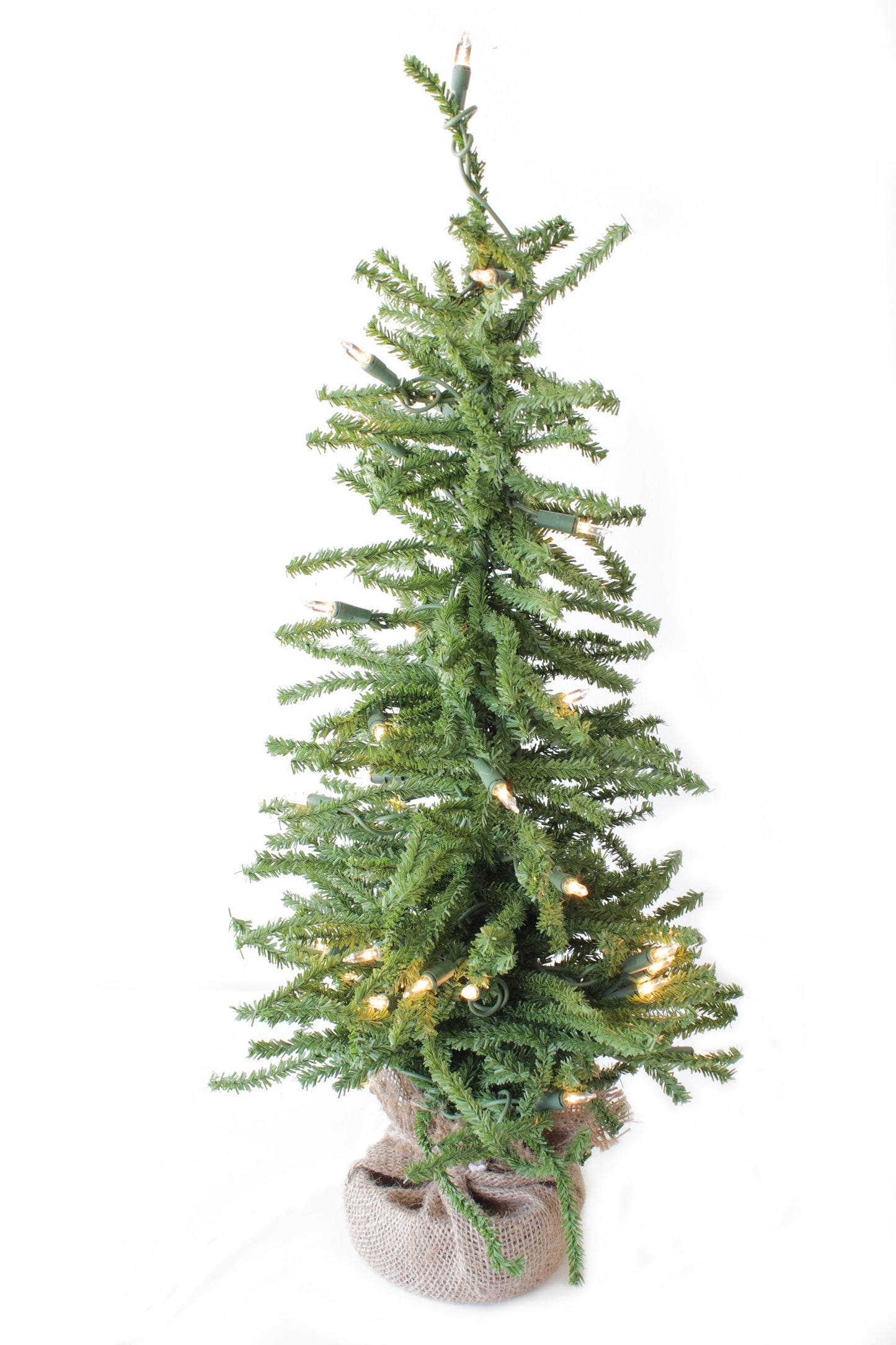 2' Pre-Lit Green Burlap Base Christmas Tree