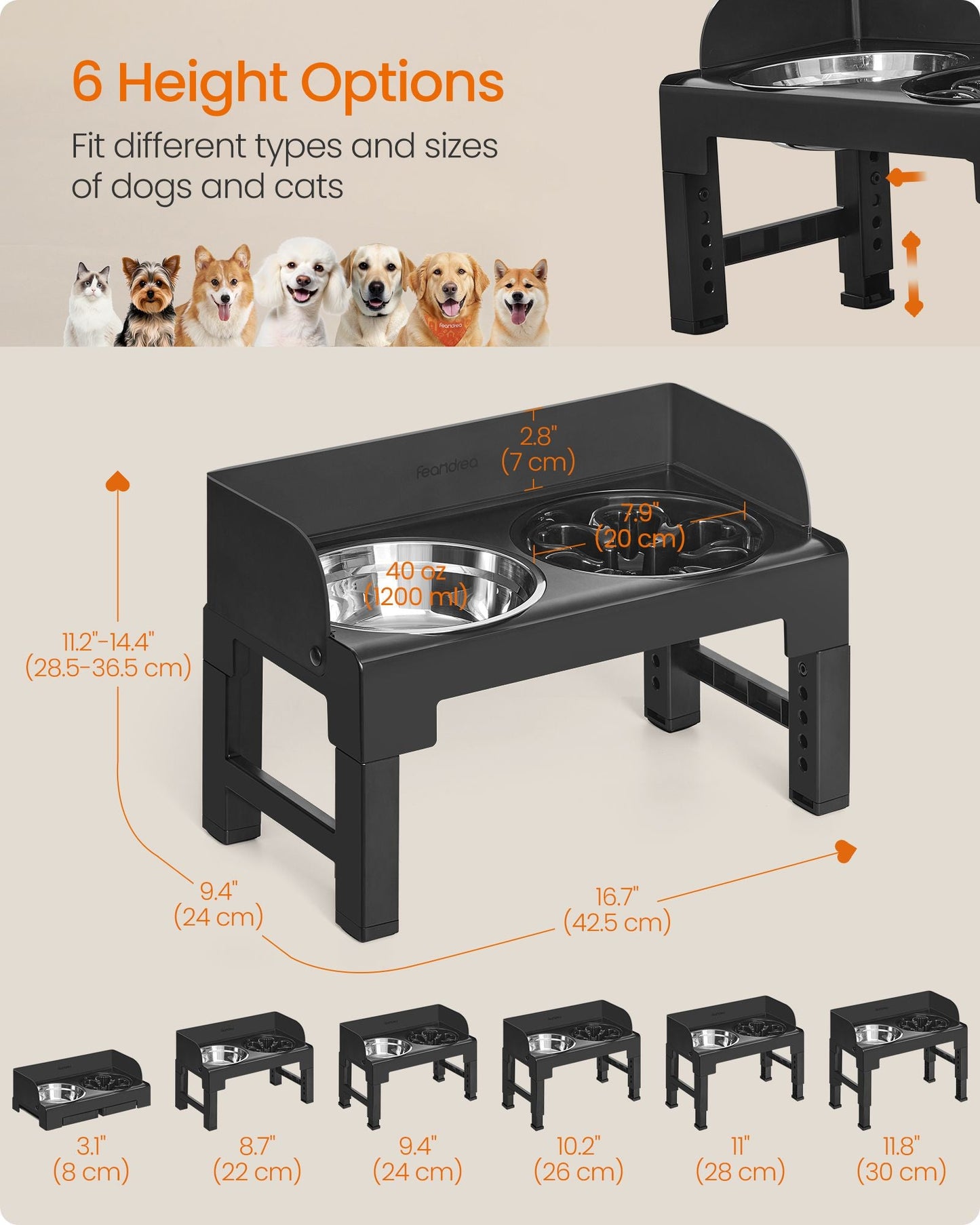 Feandrea Dog Bowls Elevated