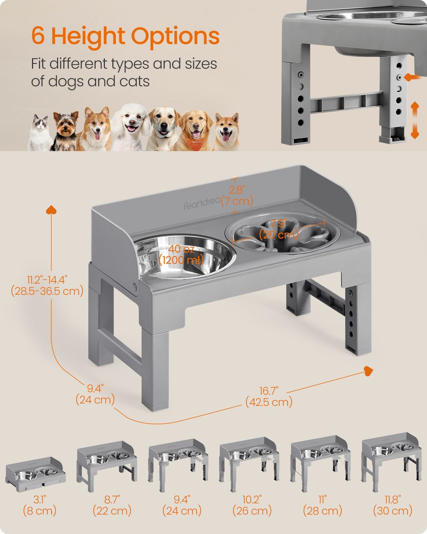 Feandrea Dog Bowls Elevated