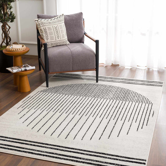 Angus Abstract Black and White Area Rug