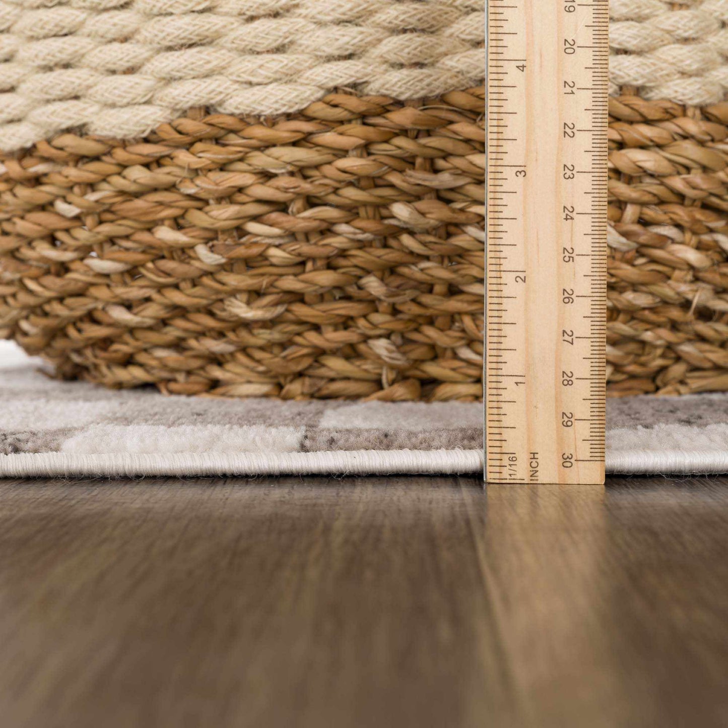 Benjy Beige Checkered Area Rug