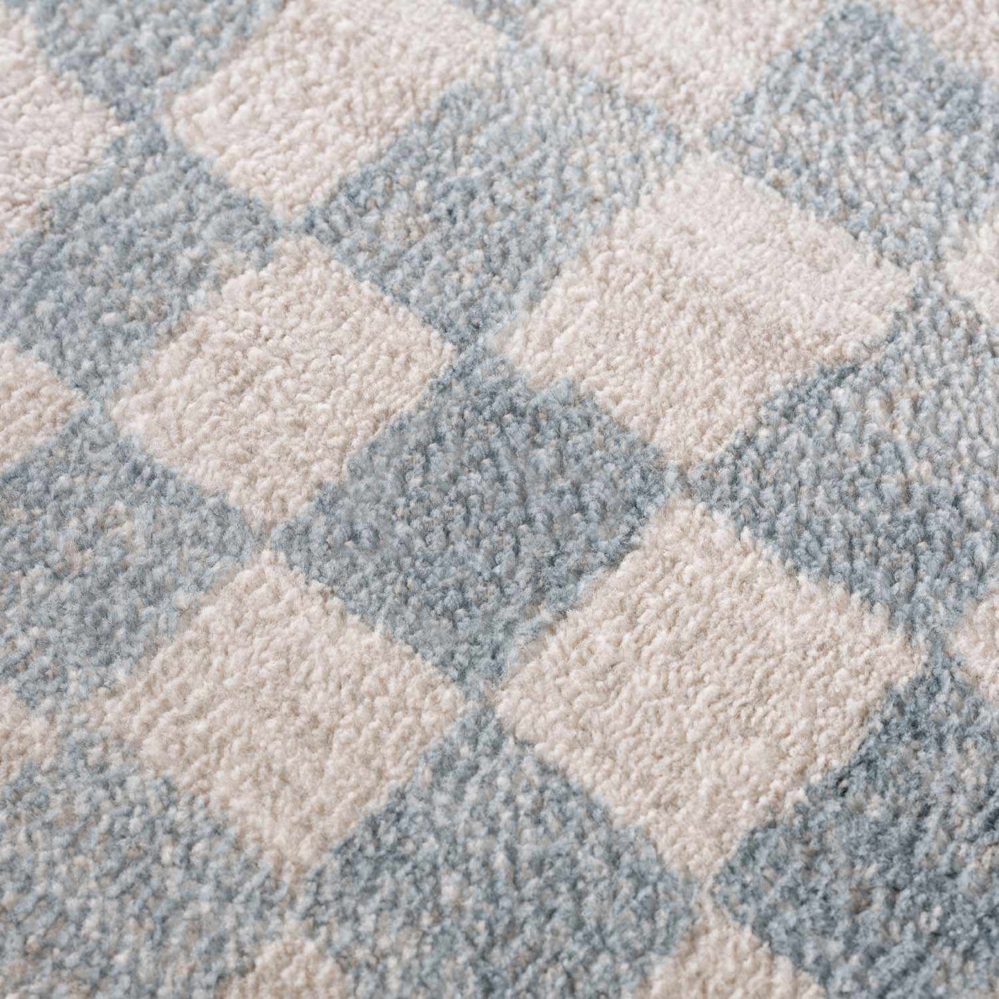 Benjy Cream & Light Blue Checkered Area Rug
