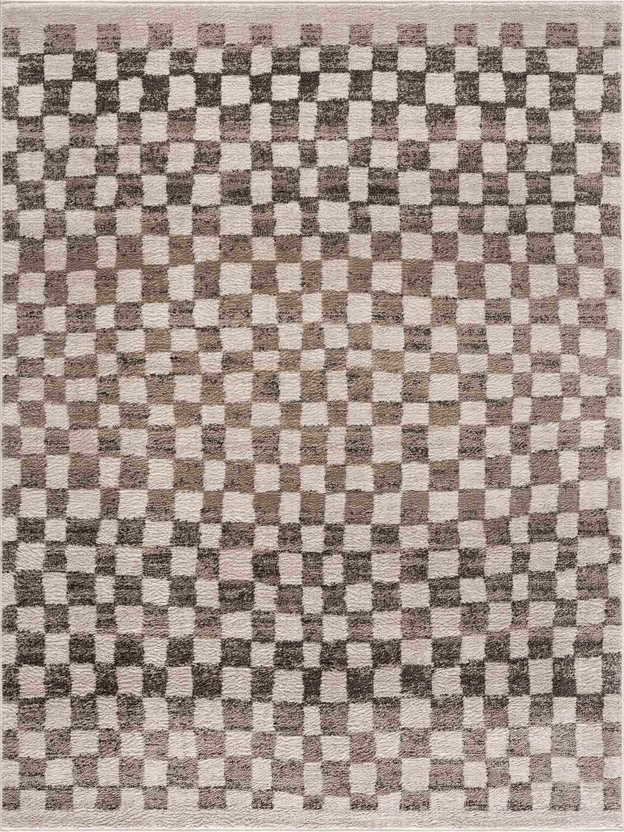 Benjy Cream & Charcoal Checkered Area Rug
