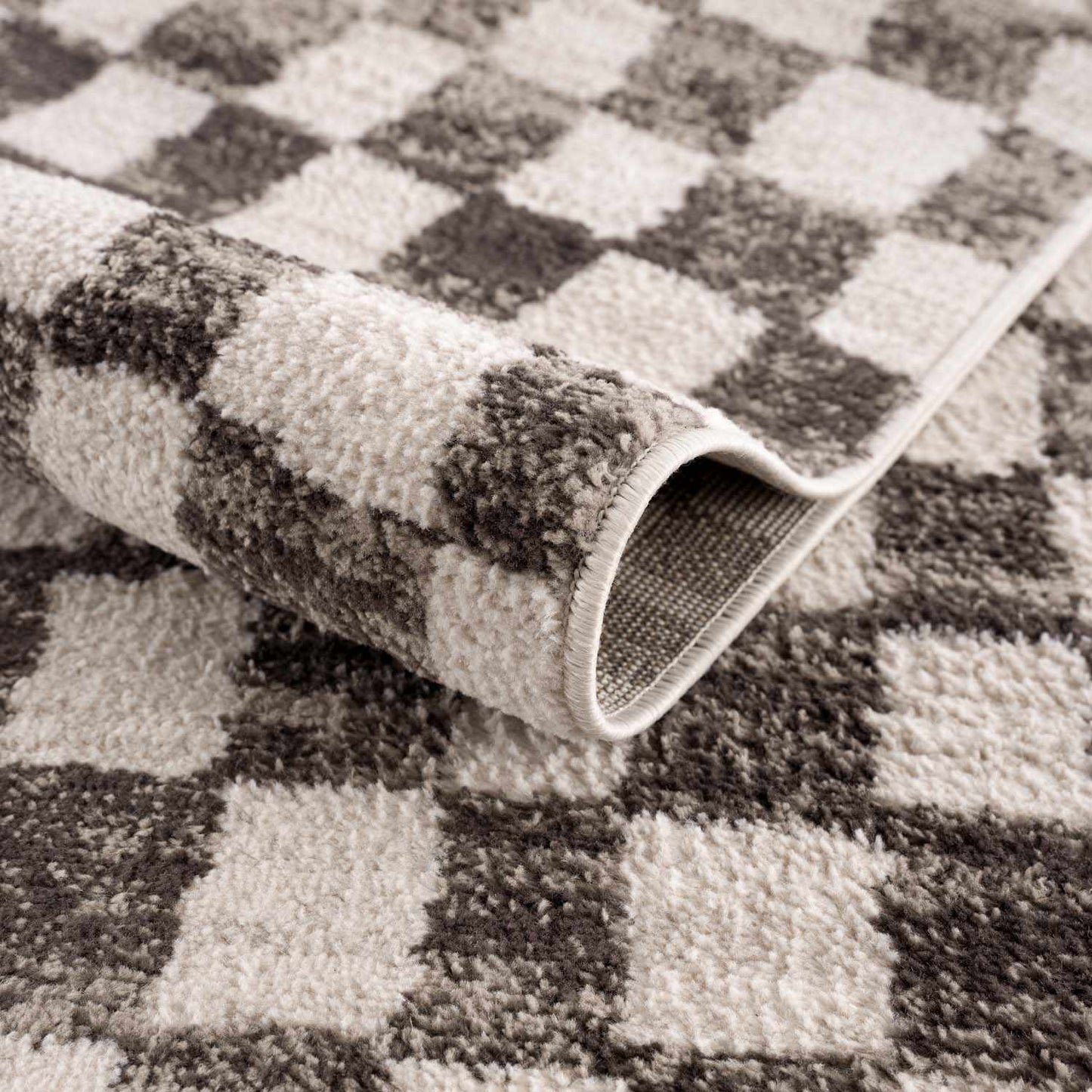 Benjy Cream & Charcoal Checkered Area Rug