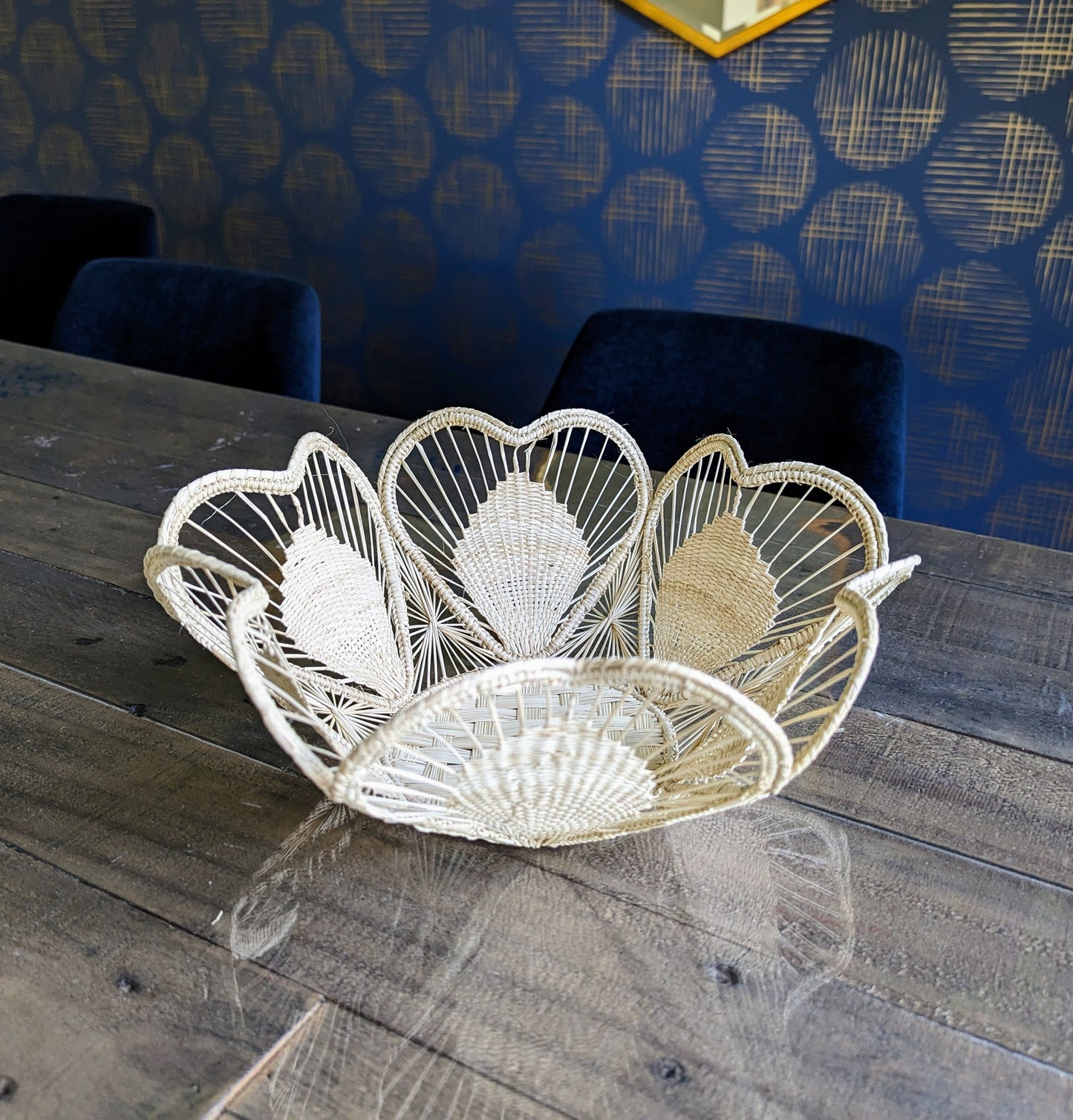10" Floral Handwoven Iraca Bread Basket
