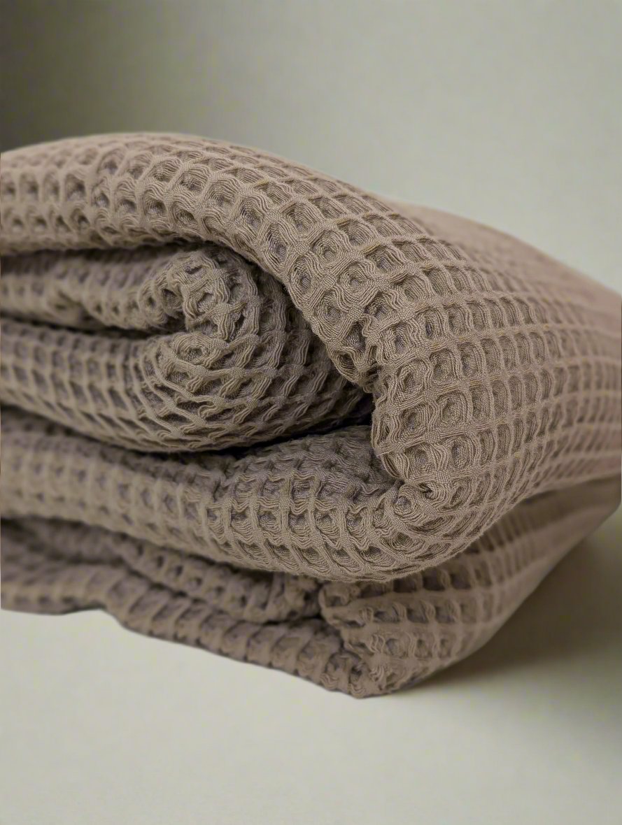 Chunky Waffle-Weave Turkish Organic-Cotton Blanket or Throw
