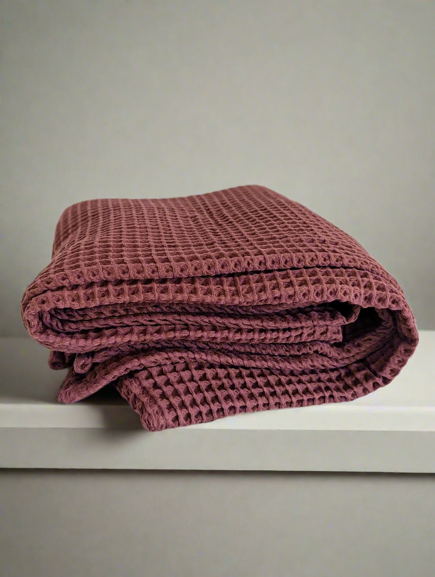 Chunky Waffle-Weave Turkish Organic-Cotton Blanket or Throw