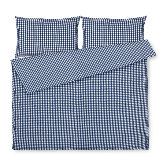 JUNA Bæk&Bølge Duvet Cover Set, Queen, Dark Blue/White