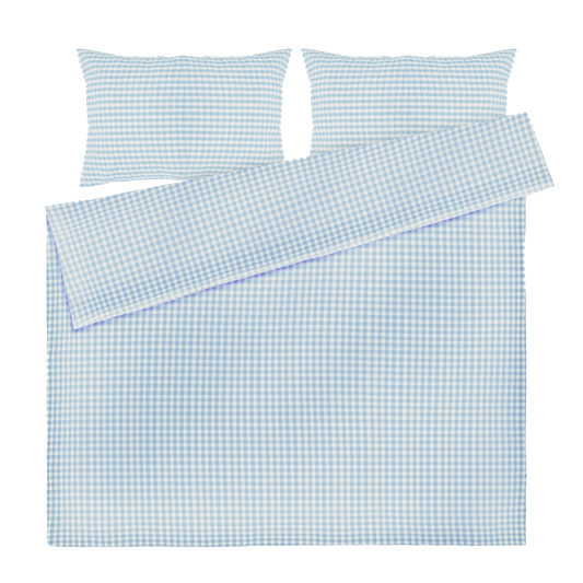 JUNA Bæk&Bølge Duvet Cover Set, King, White/Light Blue