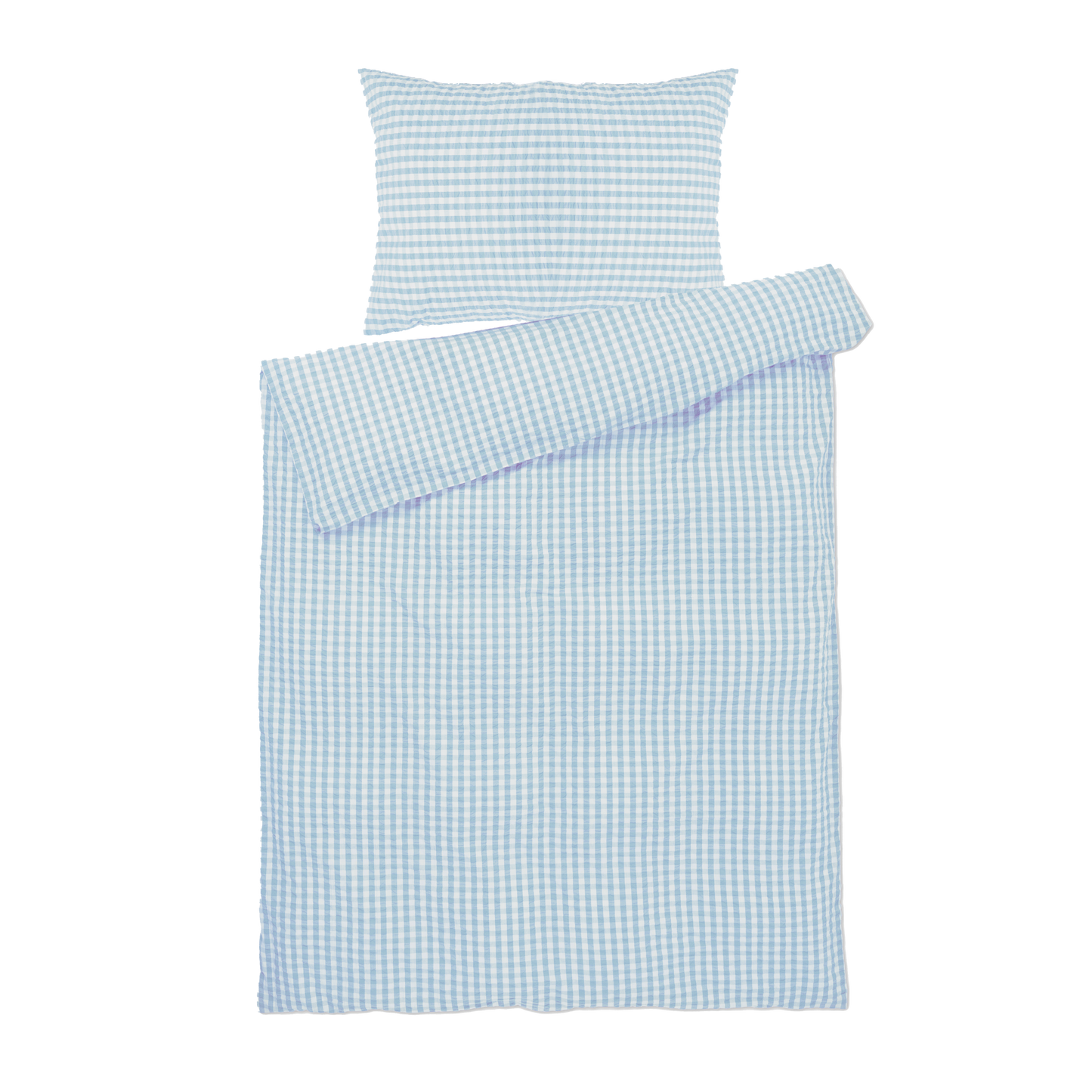 JUNA Bæk&Bølge Duvet Cover Set, Twin, White/Light Blue