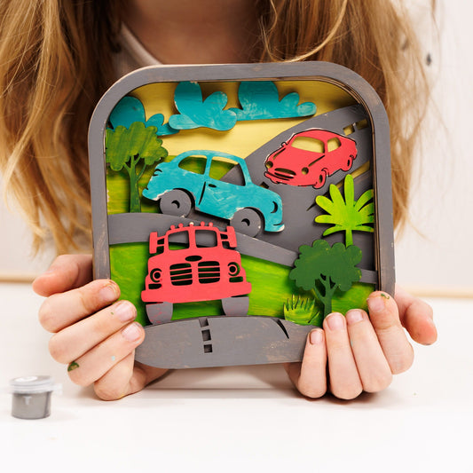 3D DIY Wood Painting Kit for Kids – Cars