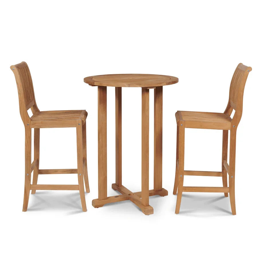 Palm Teak Patio Round Bar Height Bar Set 3 PC