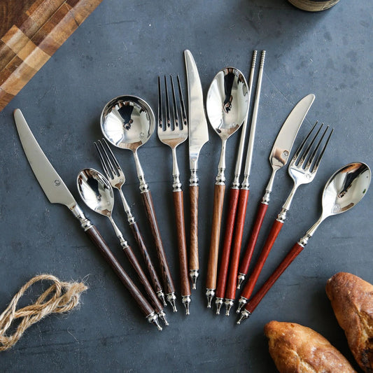 Paris Vintage Huanghua Pear Wood Cutlery Set