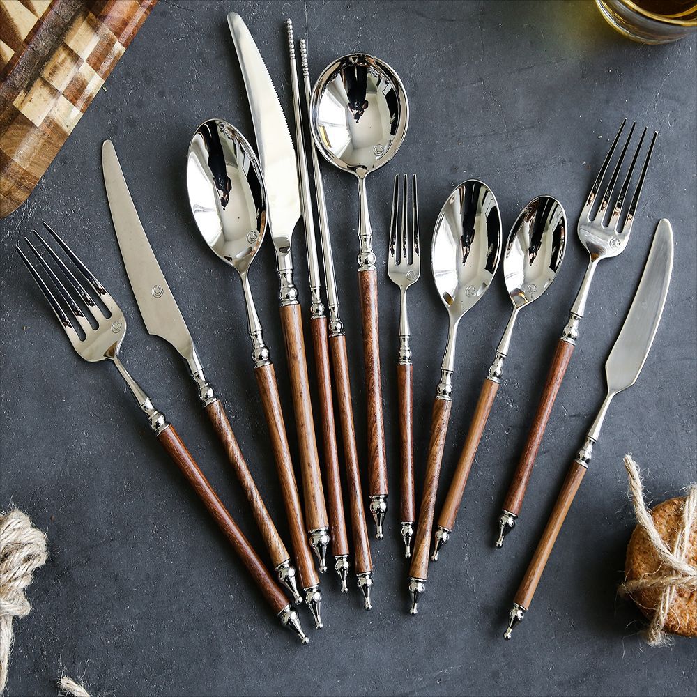 Paris Vintage Huanghua Pear Wood Cutlery Set