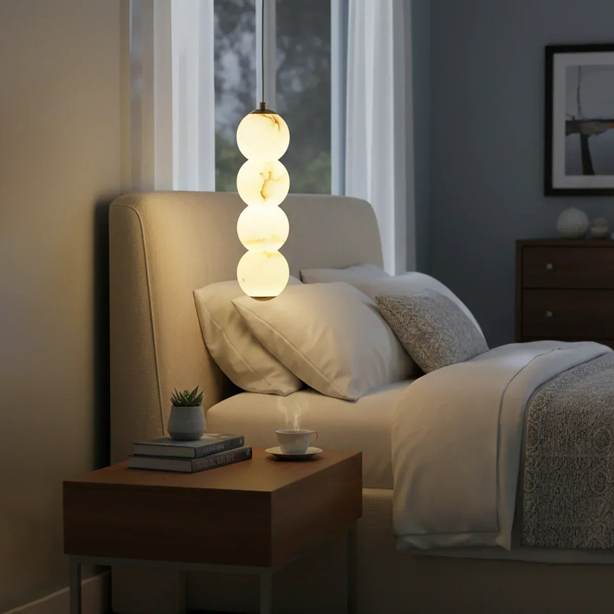 Pearl Alabaster Round Pendant Light
