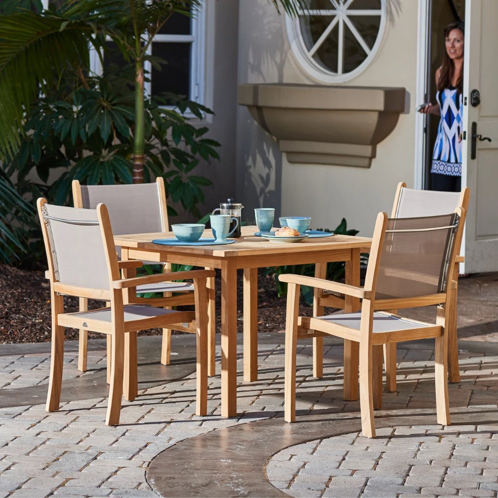 Pearl Stacking Teak Outdoor Dining Armchair 4PC