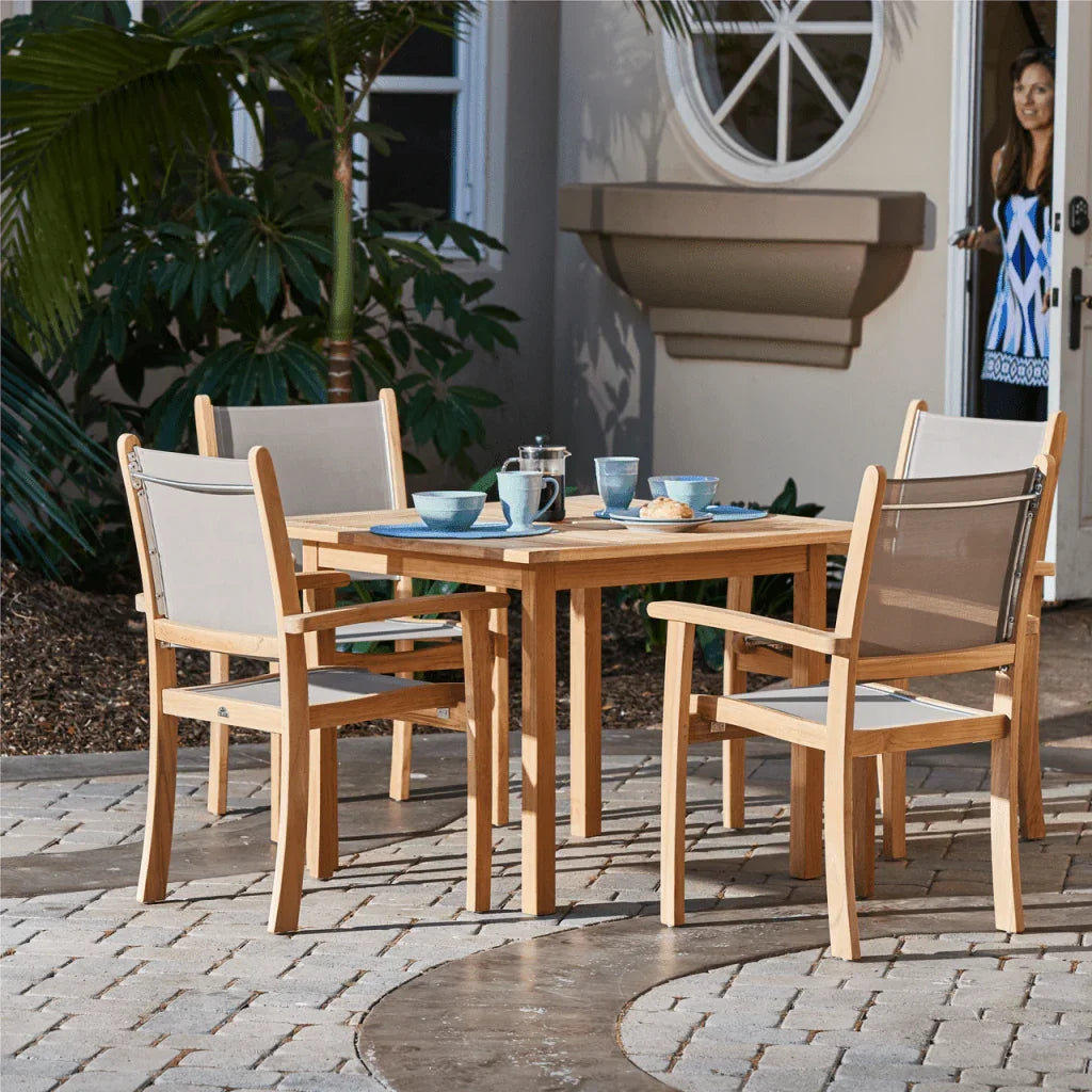 Pearl Teak Patio Square Dining Set 5PC
