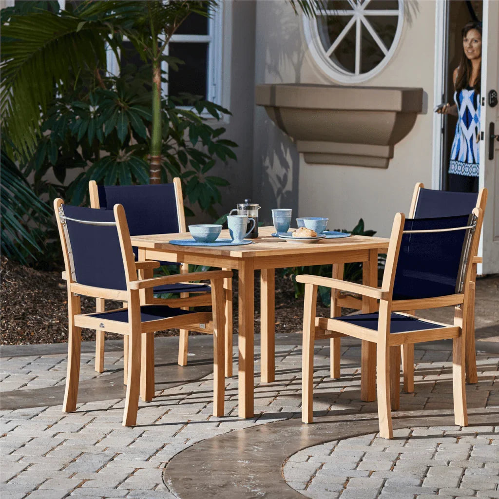 Pearl Teak Patio Square Dining Set 5PC
