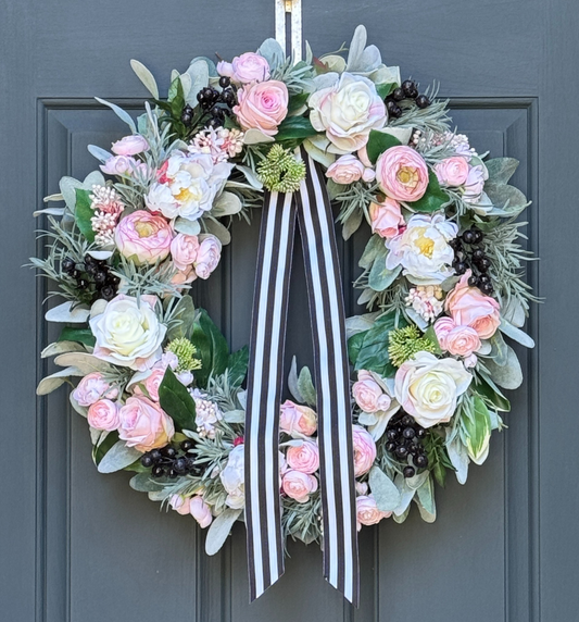 Pink Peony & Rose Wreath