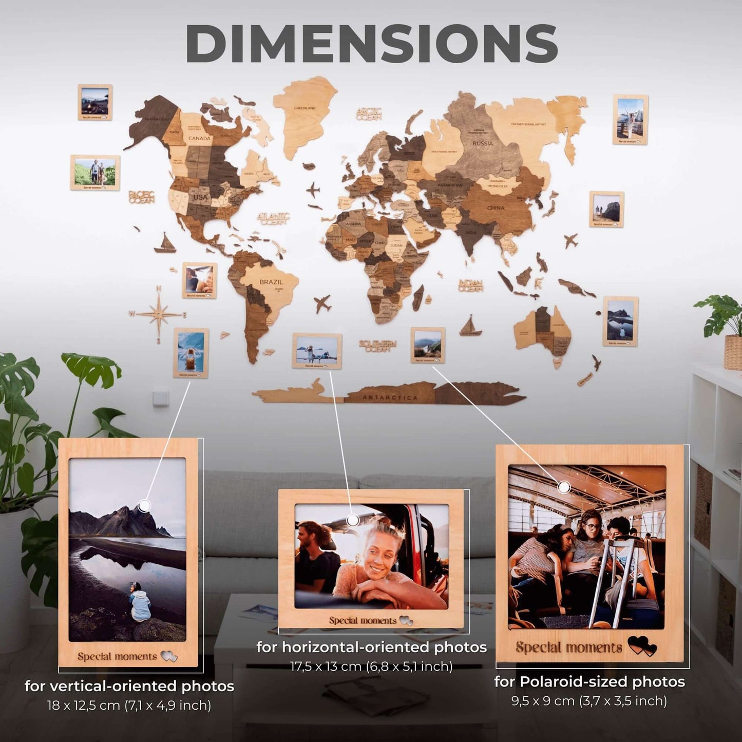 Set of 9 Wooden Photo Frames