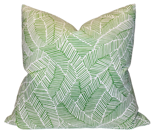 Abstract Leaf Pillow Cover in Leaf Green, Schumacher Textiles