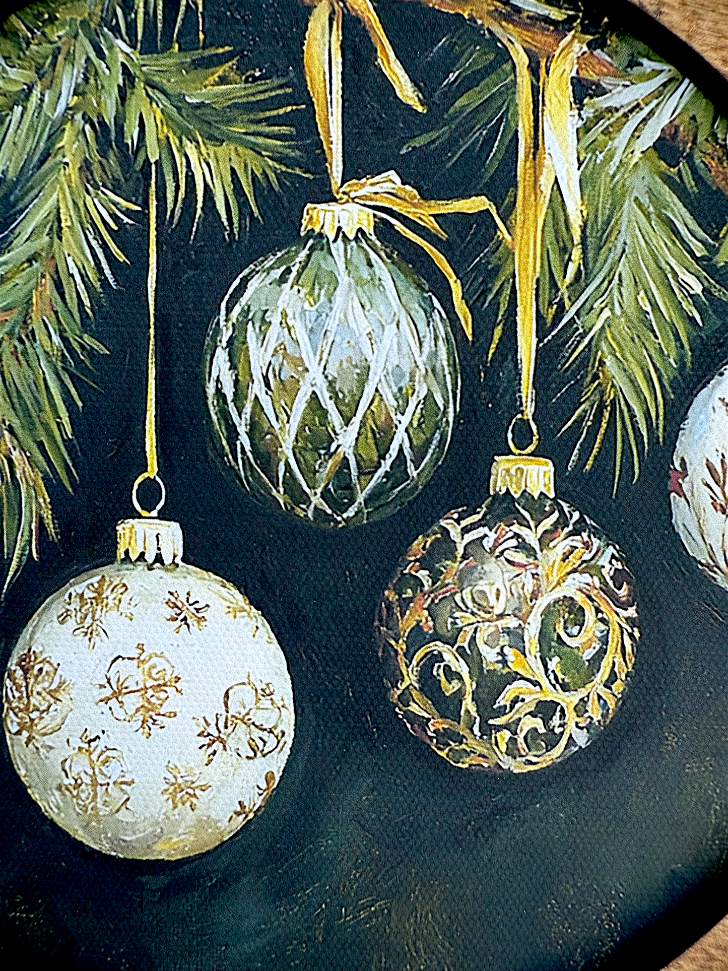 Christmas Ornament Round Framed Canvas Artwork