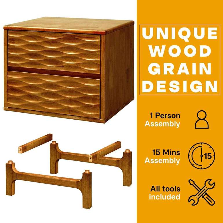 Acacia Elara Nightstand with 2 Drawers - Stylish Storage Solution