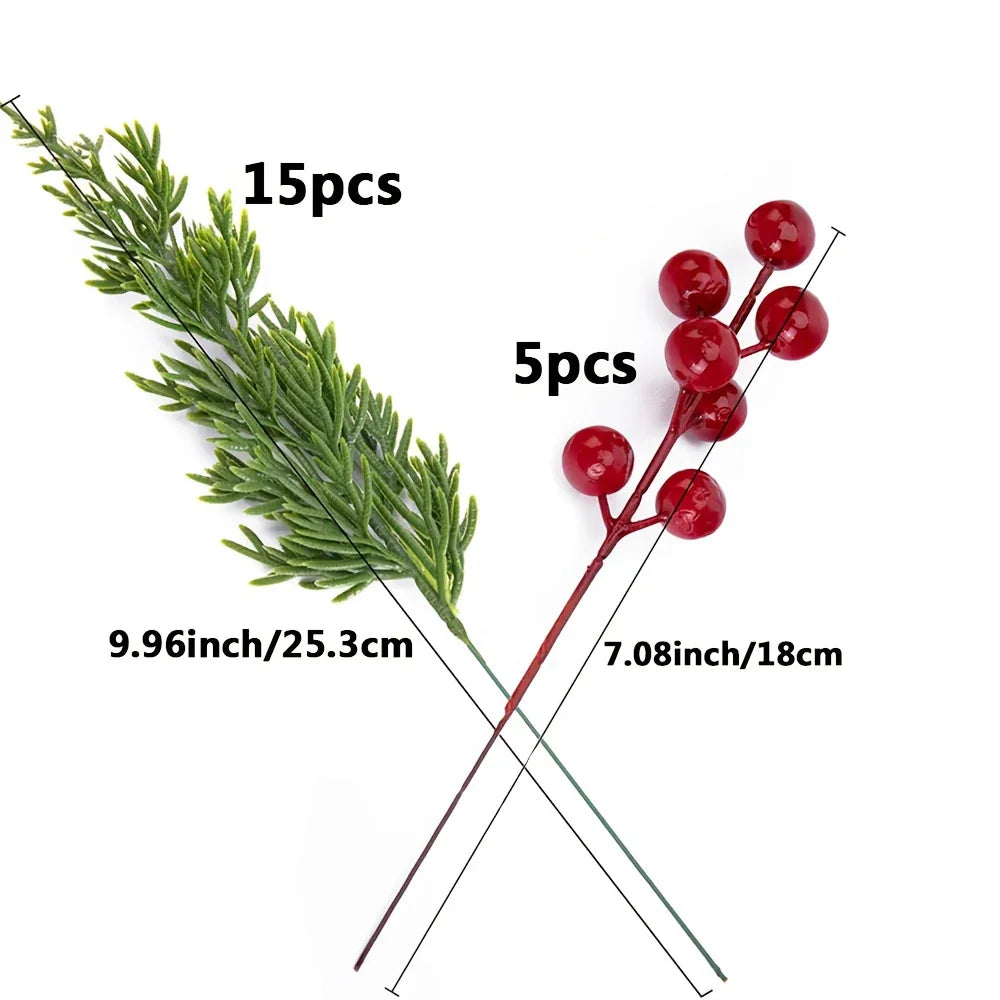Pine Branches with Red Berries for Christmas Decor