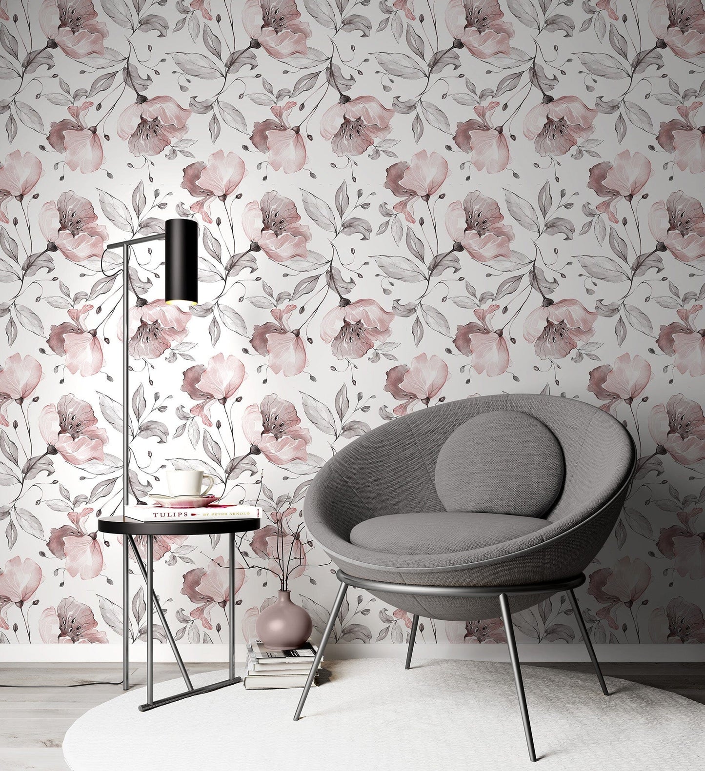 Pink Vintage Flowers Wallpaper