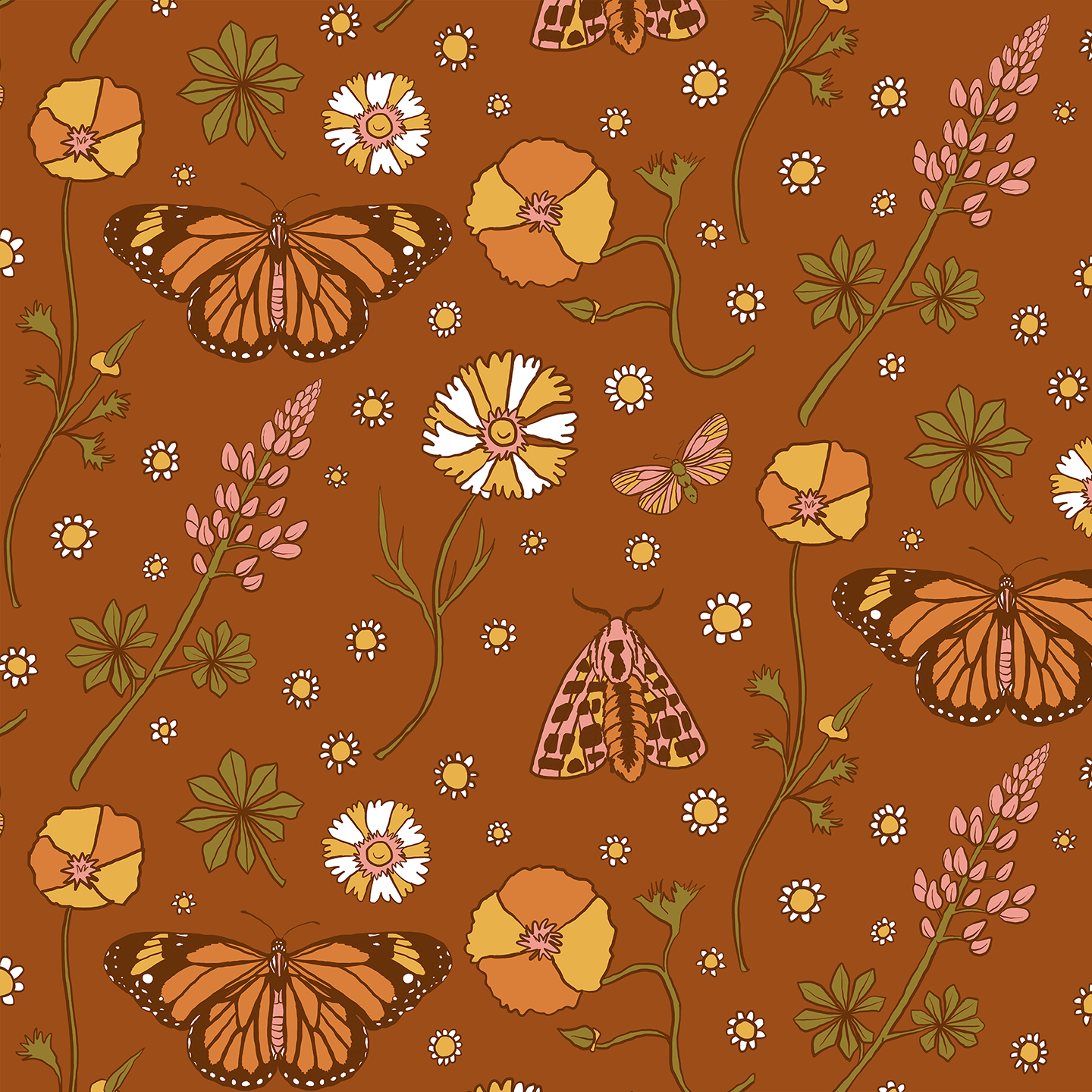 Poppy Please Wallpaper, rust