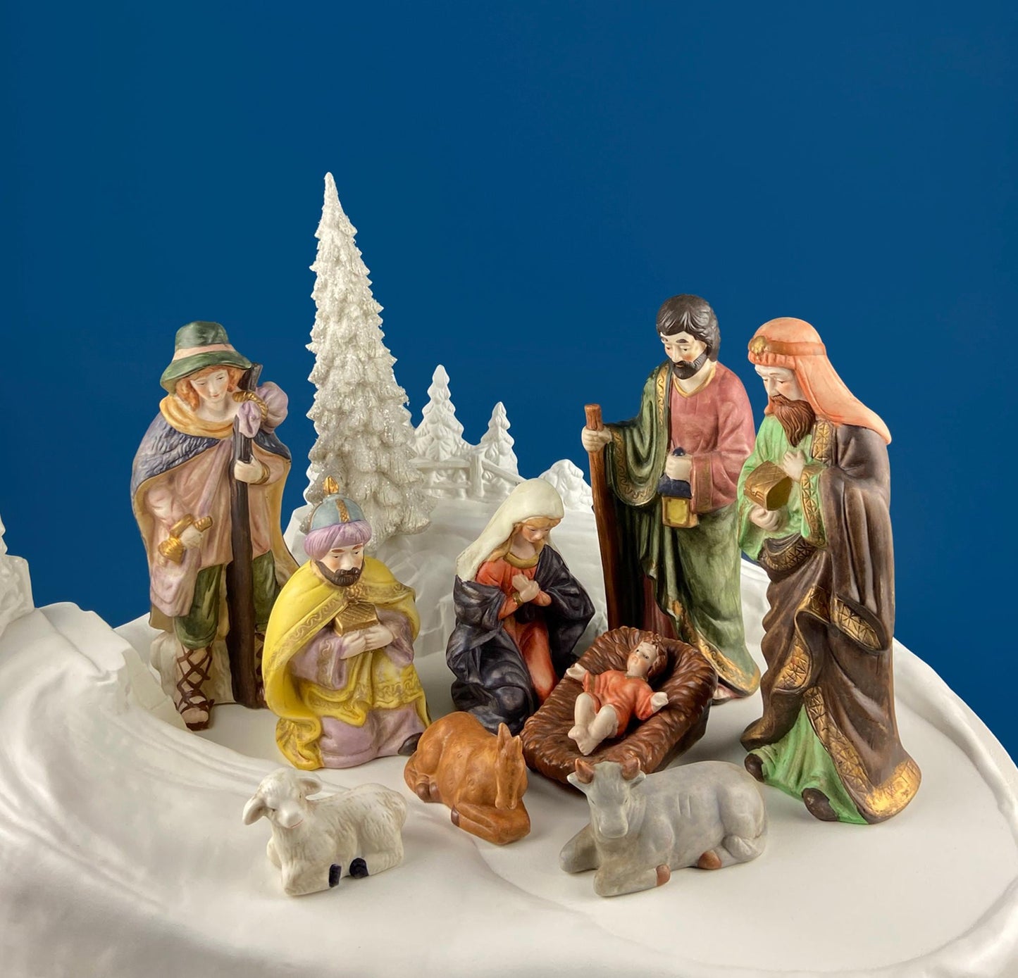 Porcelain Nativity Set. Christmas Fantasy Ltd Nativity Set. 9" Figurines. Seasonal Christmas Display. Beautifully Detailed.