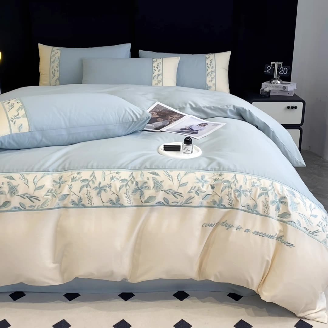 Premium French 100S Long-Staple Cotton Embroidered Bedding Set