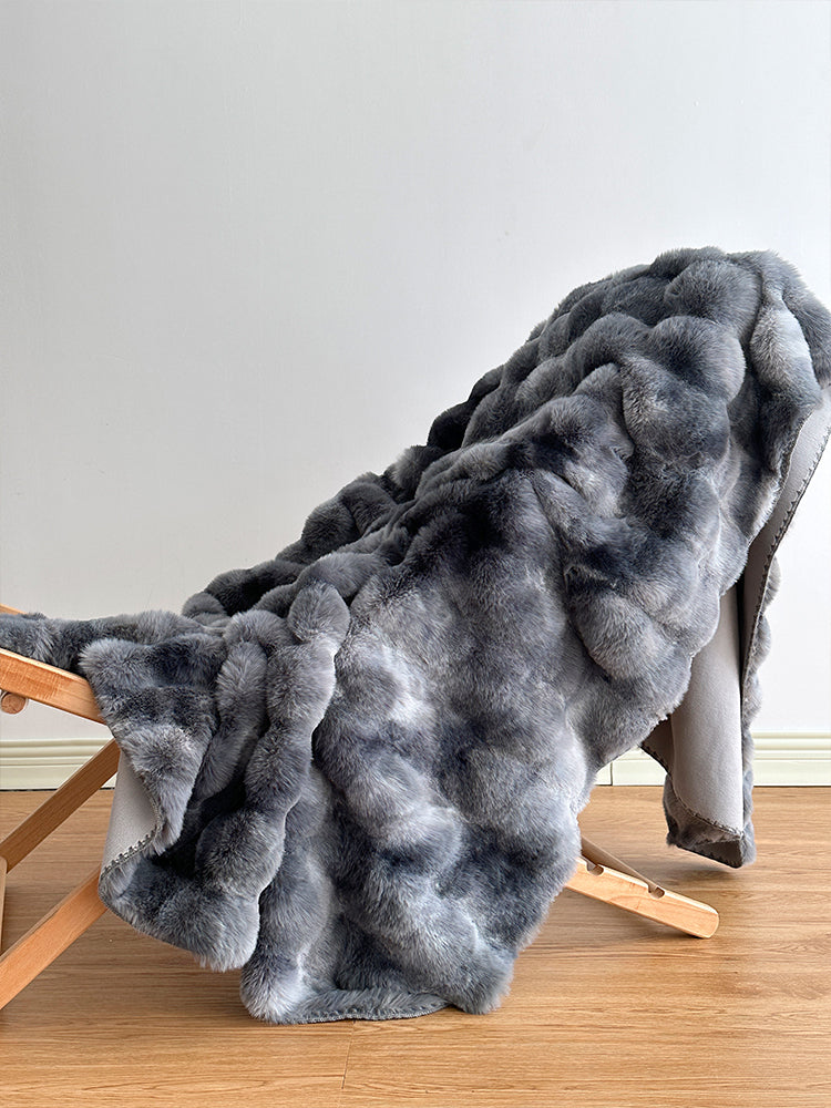 Premium Tie-Dye Faux Fur Rabbit Plush Sofa Blanket