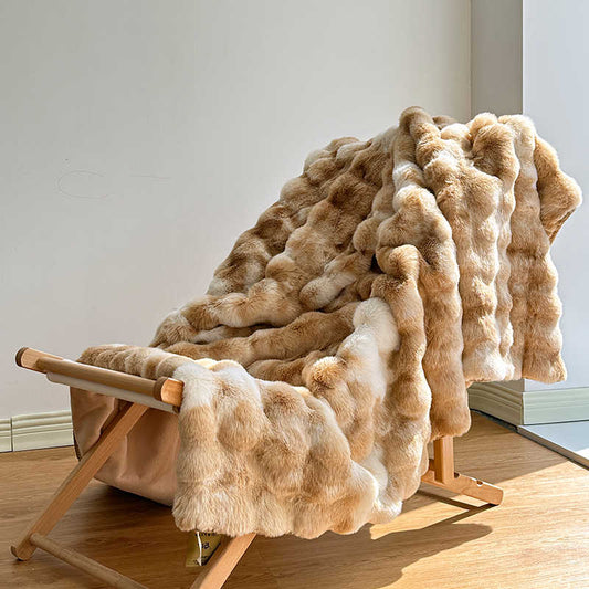 Premium Tie-Dye Faux Fur Rabbit Plush Sofa Blanket