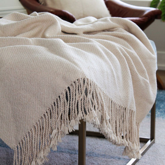 Kulsi Collection - Pima Cotton & Undyed Baby Alpaca Ivory Throw