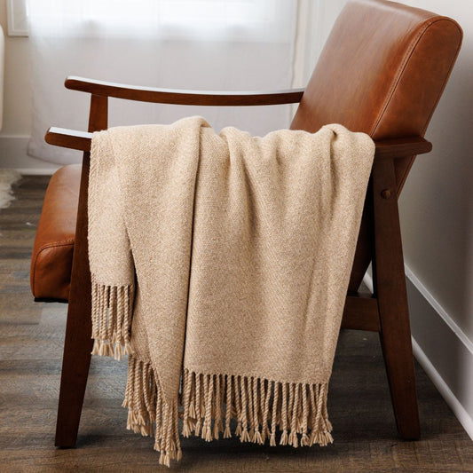 Kulsi Collection - Pima Cotton & Undyed Baby Alpaca Light Tan Throw
