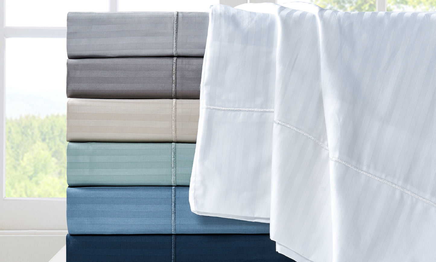Kathy Ireland 500 Thread Count Damask Stripe Sheet Set with Optifit
