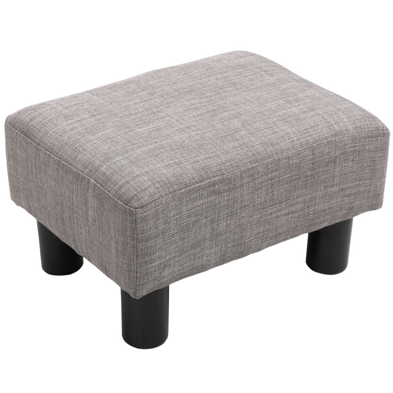 HOMCOM 16" Cube Modern Linen Pouf Ottoman with Black Legs, Grey