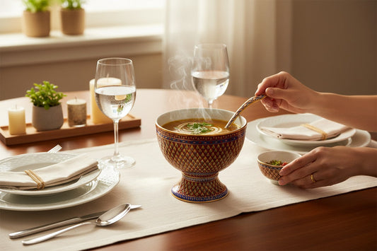 Benjarong Soup Tureens ladle 11" Diameter with Ladle