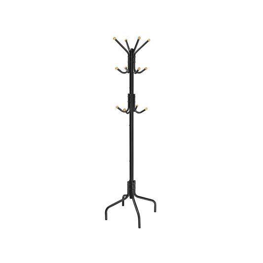 Coat Rack Freestanding with 12 Hooks and 4 Legs