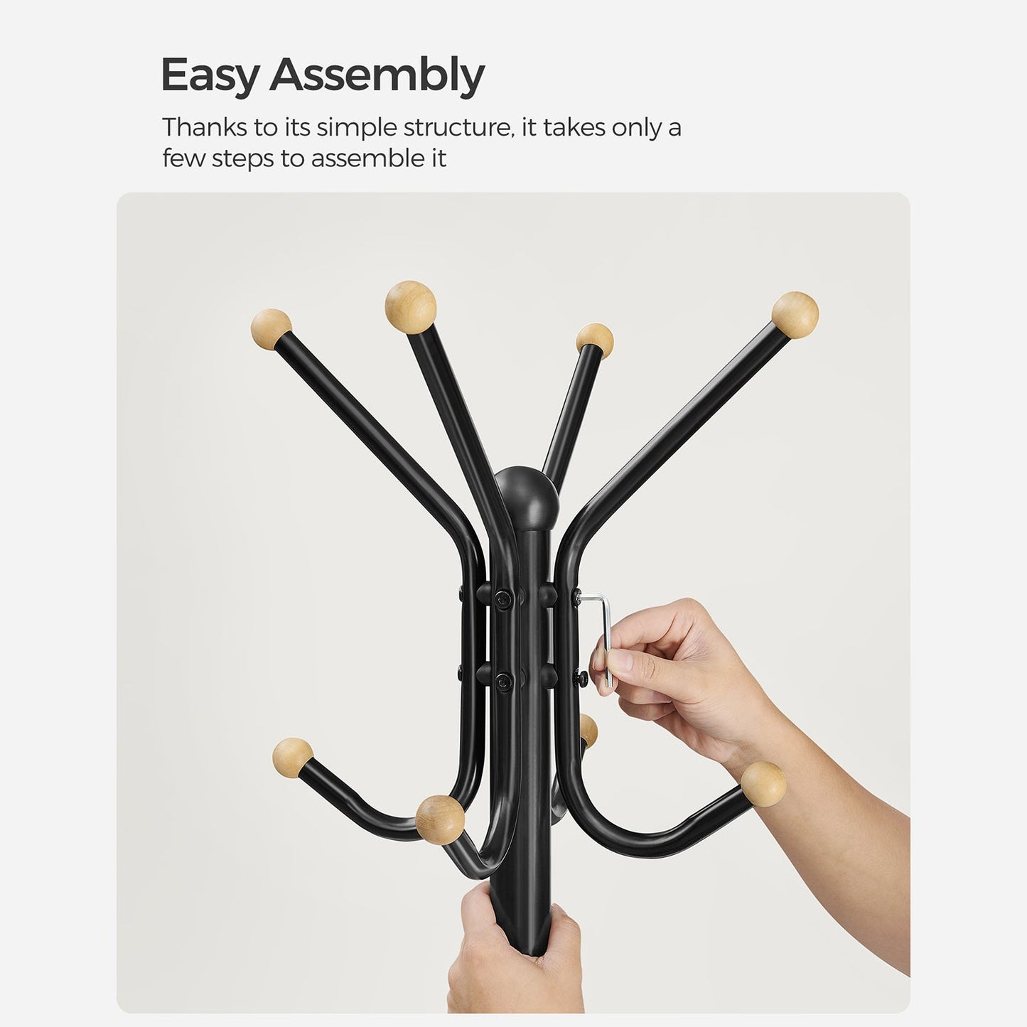 Coat Rack Freestanding with 12 Hooks and 4 Legs