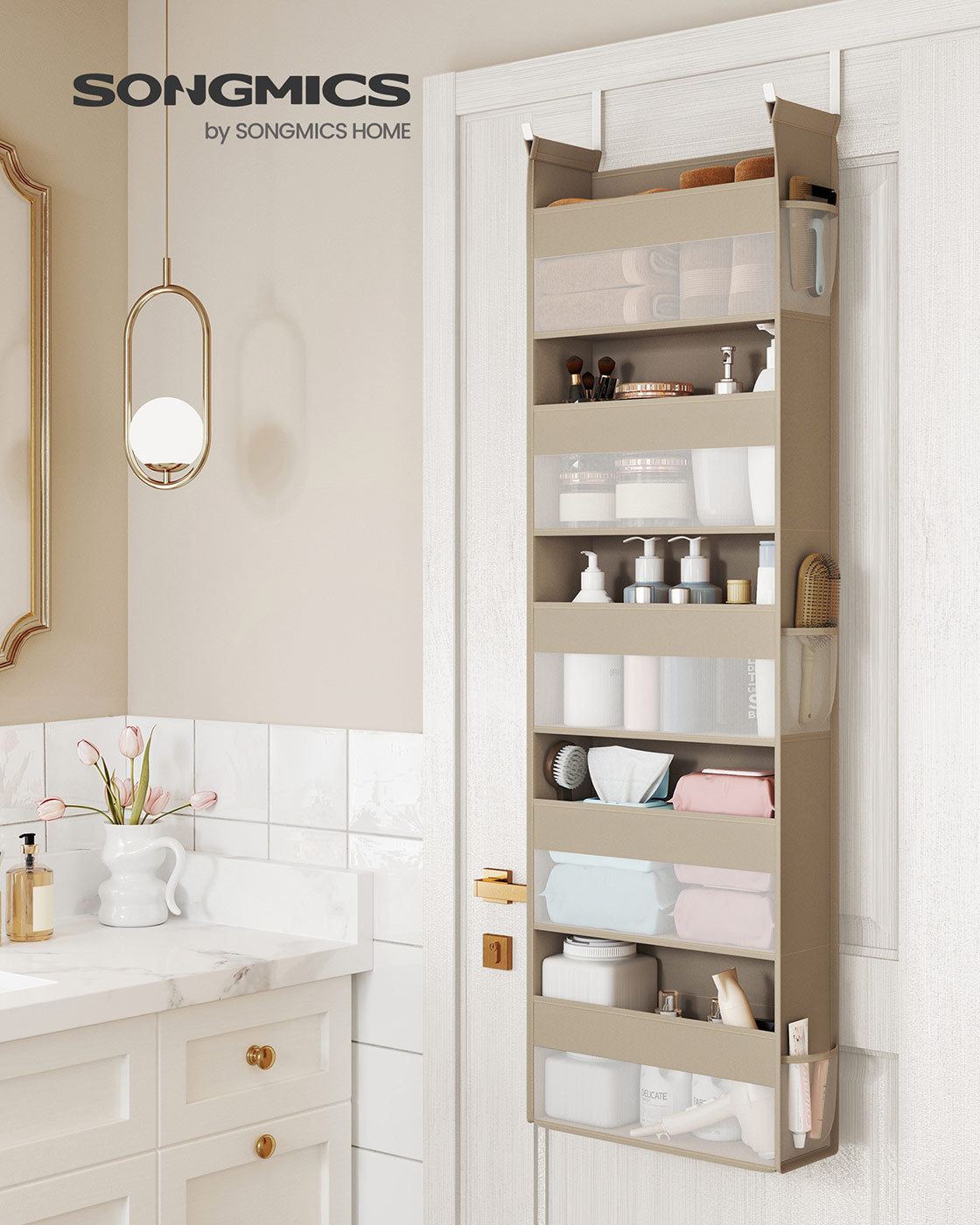 Hanging Door Organizer with 5 Large Pockets