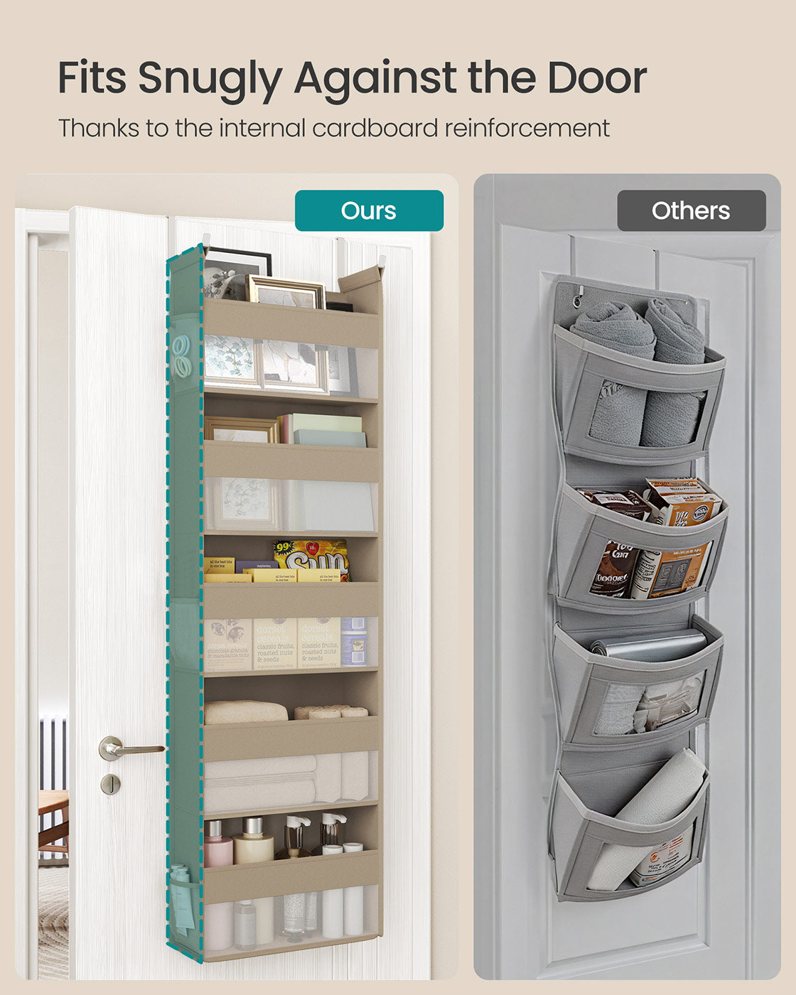 Hanging Door Organizer with 5 Large Pockets