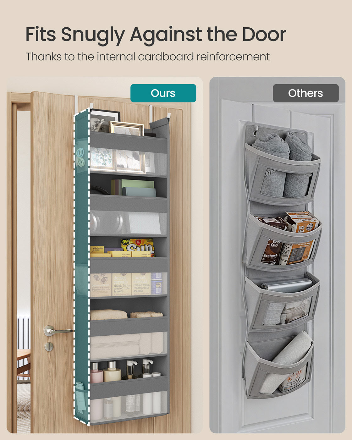 Set of 2 Hanging Door Organizers with 5 Large Pockets