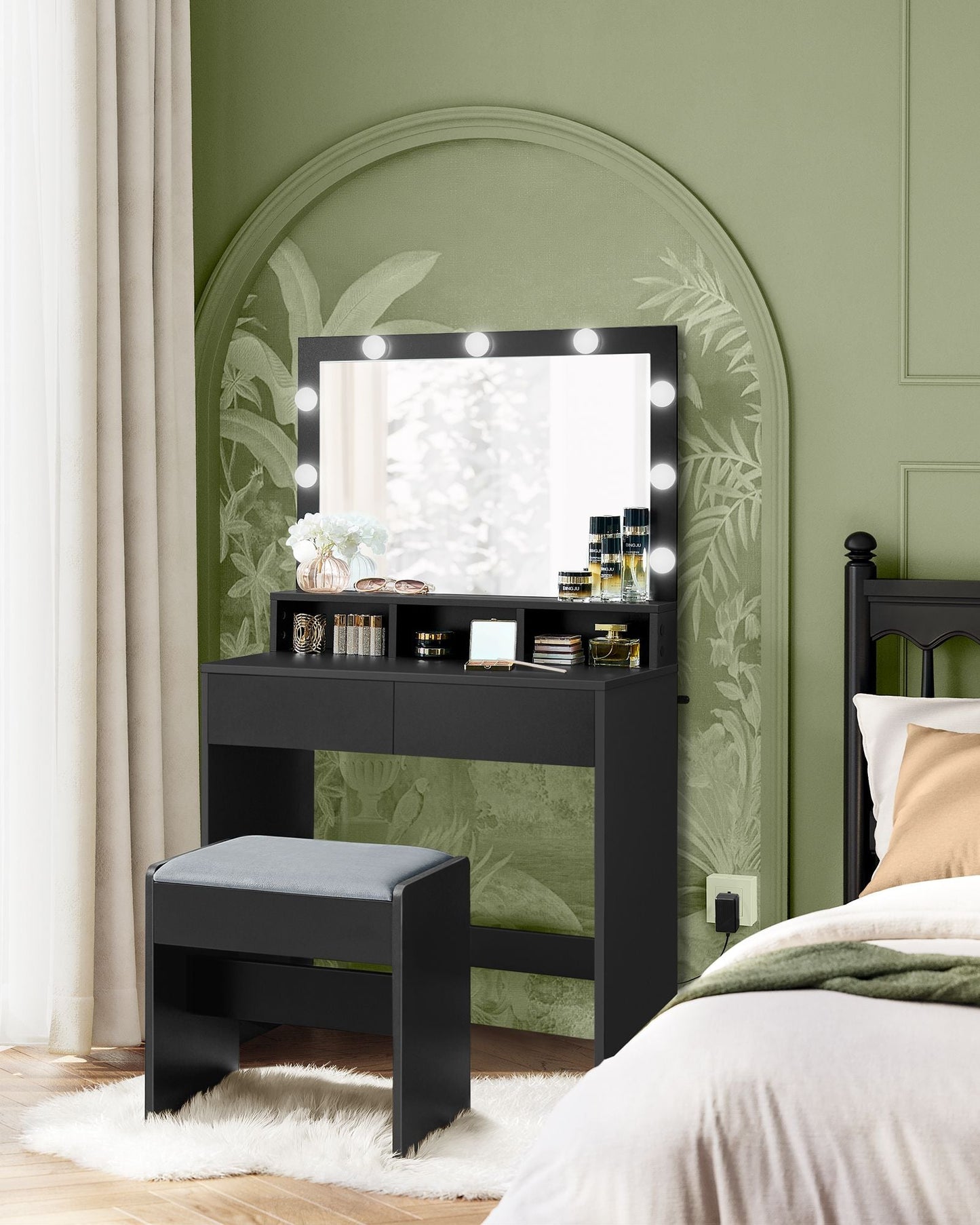 Vanity Desk with Mirror and Lights