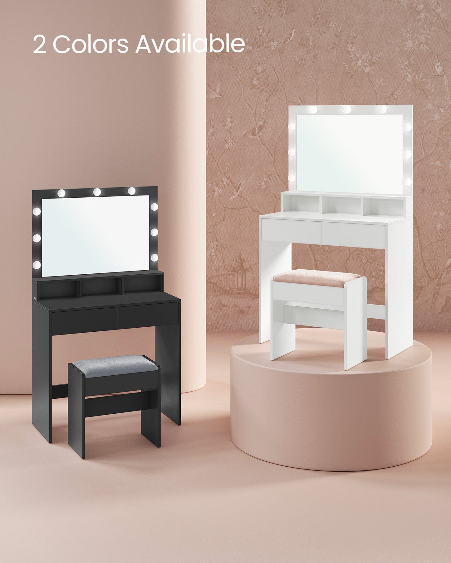 Vanity Desk with Mirror and Lights